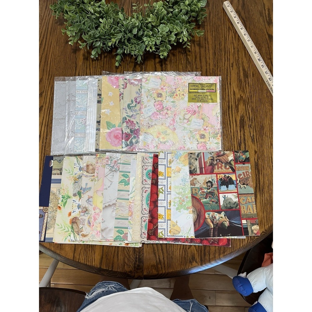 Vintage Gift Wrapping Paper Flat Wrap Sheet Packages Mixed Lot Occasions